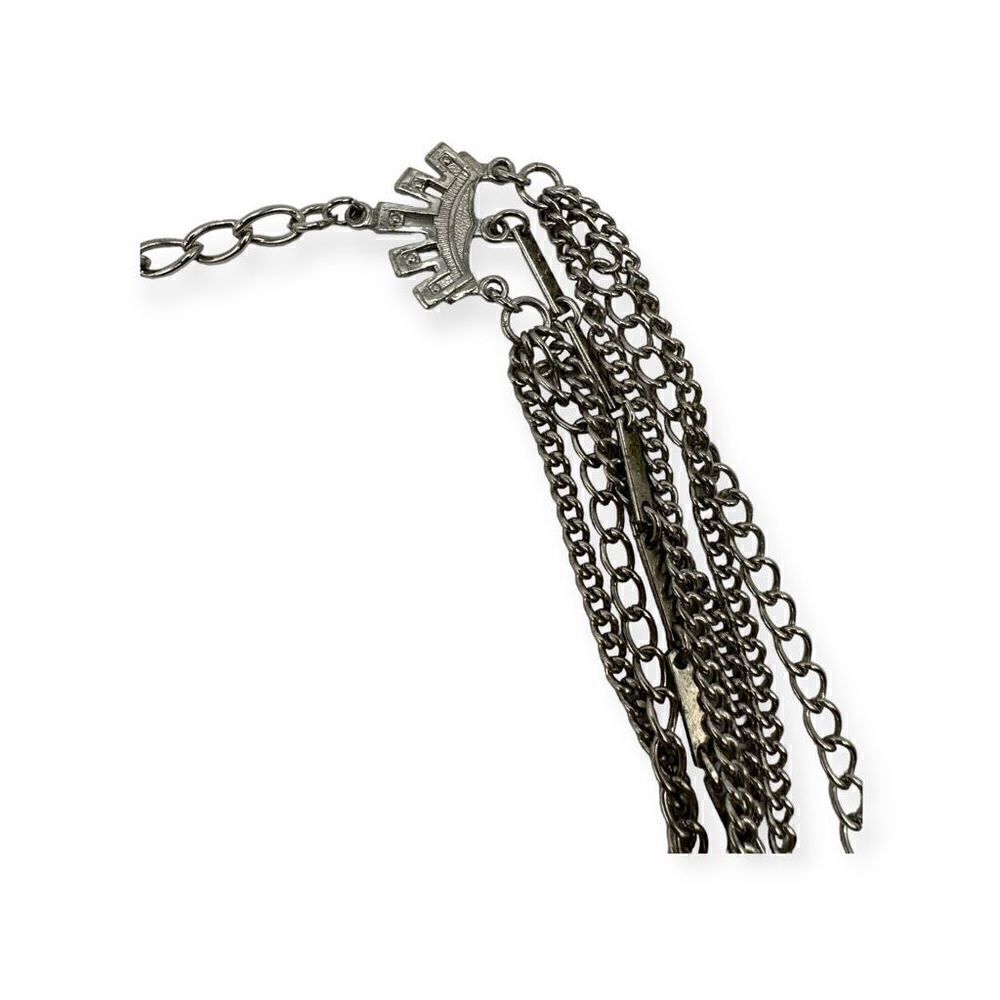 Vintage silver-toned multi strand necklace 12 inches long - Picture 6 of 13